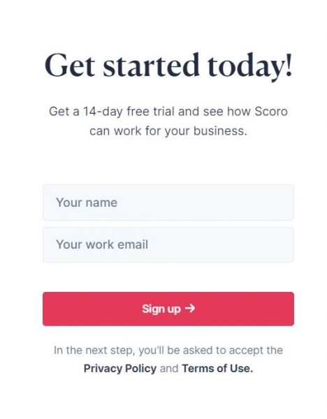 Sign Up Scoro