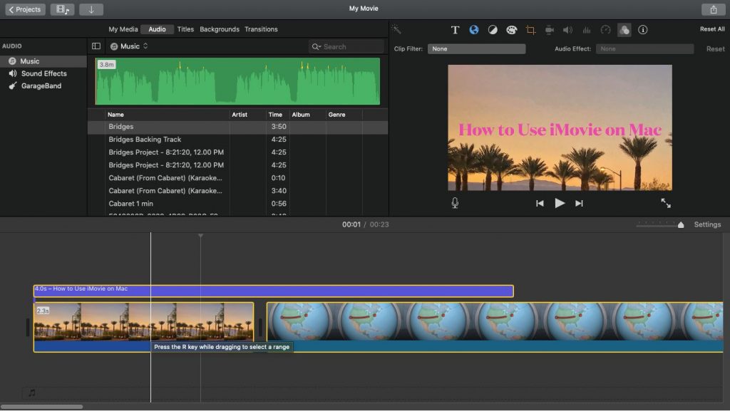 how to clip movies in imovie