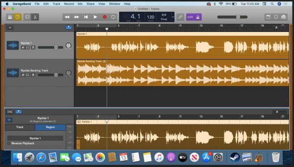 garageband how to split stereo track