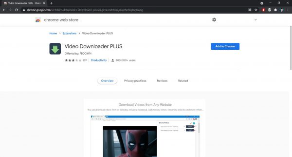 Video Downloader PLUS Chrome extension
