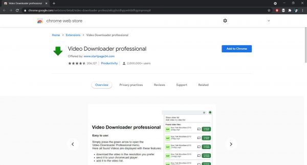 Video Downloader Professional Chrome extension