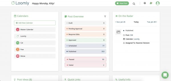 Loomly Widget Dashboard