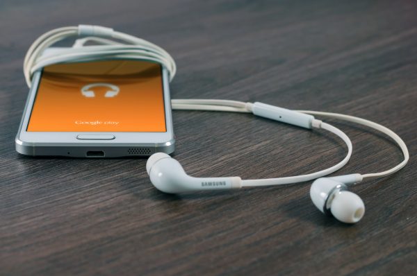 White Phone with Earbuds