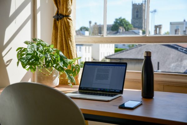 A home office set up.