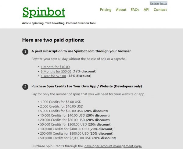 Spinbot Pricing