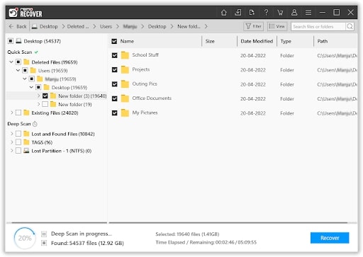 dynamic recovery view