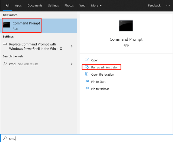 command prompt screen on Windows