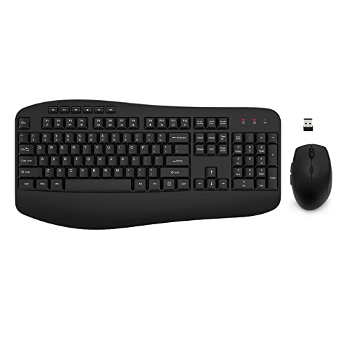 EDJO Full-Sized Large Wireless Keyboard with Optical Wireless Mouse