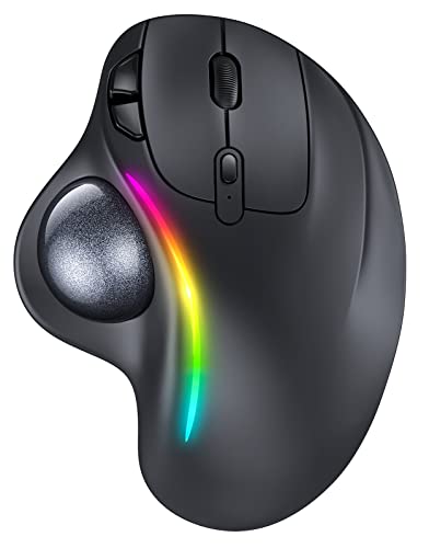 Wireless Ergonomic Rollerball Mouse with RGB Backlit