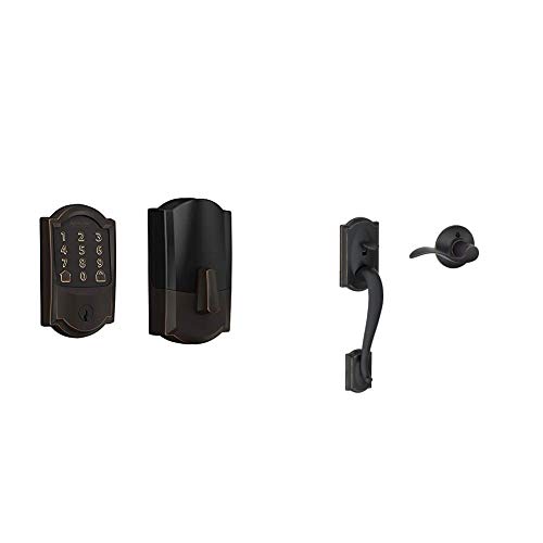 Schlage Encode Smart Wi-Fi Deadbolt and Camelot Handleset in Aged Bronze