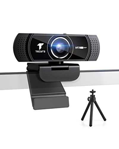TECURS 1080P Webcam with Microphone, Tripod and Privacy Cover