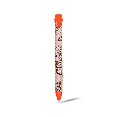 MightySkins Carbon Fiber Skin for Logitech Crayon Digital Pencil iPad (6th gen) - Butterfly Garden