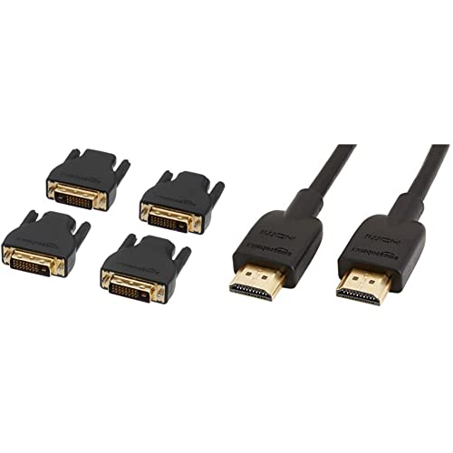 Amazon Basics HDMI to DVI-D Adapter 4-Pack & High-Speed HDMI Cable