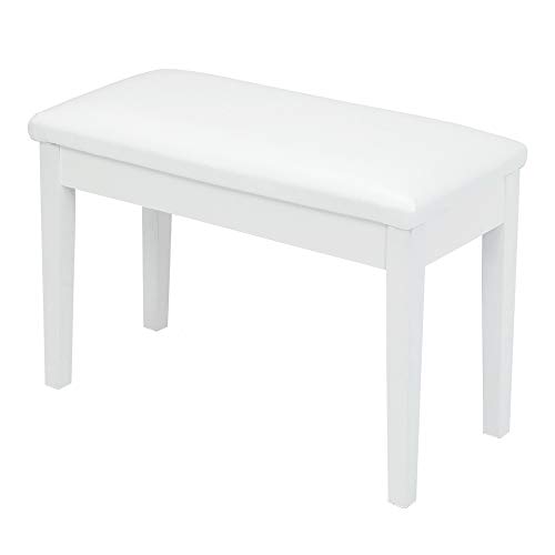 Bonnlo White Duet Piano Bench with Storage and Cushion