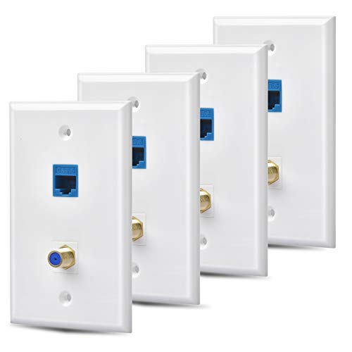 HuaHengHT Wall Plate Outlet with Ethernet and Coax Ports
