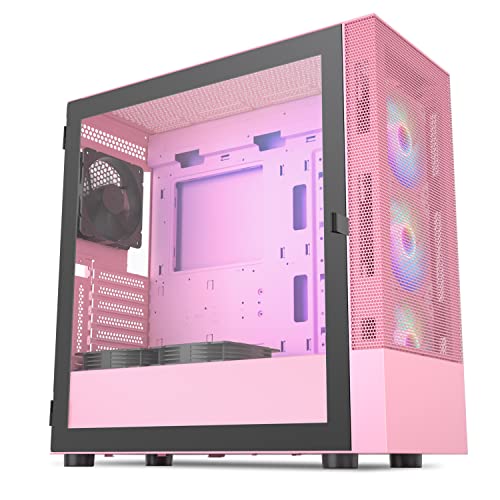 Vetroo AL600 Pink Mid-Tower ATX PC Case