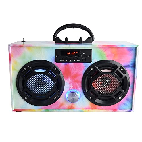 Retro Mini Boombox with LED Speakers - Perfect for Home and Outdoor (Tie Dye)