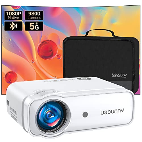 USSUNNY 1080P Projector with 5G WiFi and Bluetooth