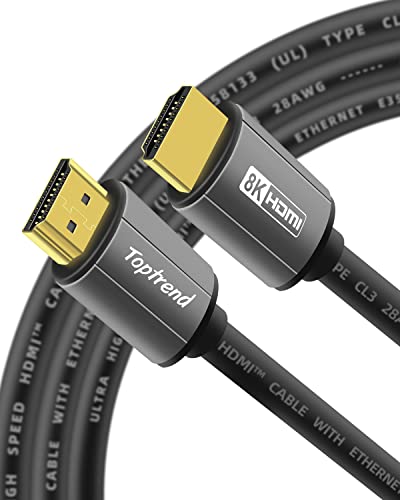 Toptrend 8K HDMI Cables 12ft - High-Speed HDMI 2.1 Cords with Ultra HD Support