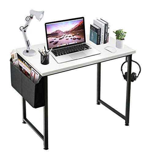 White Writing Table with Storage Bag
