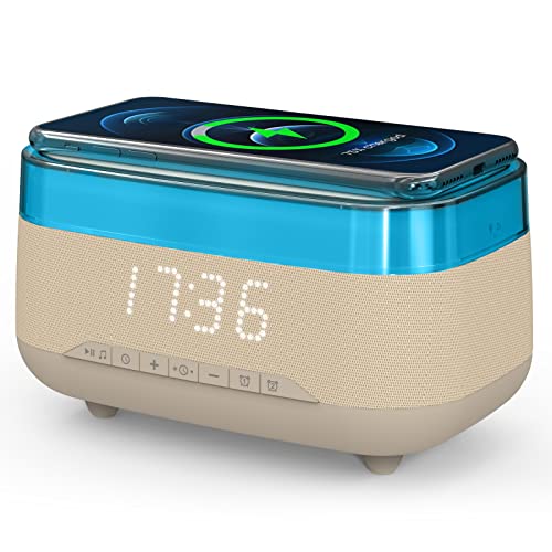 U-Trak Digital Alarm Clock with Wireless Charging and Bluetooth Speaker