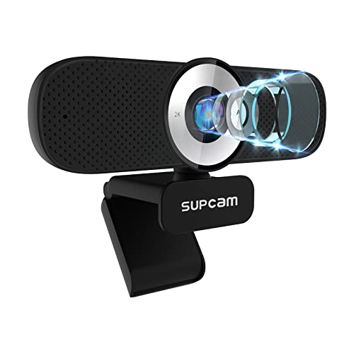 SUPCAM 2K HD Webcam with Microphone and Speaker