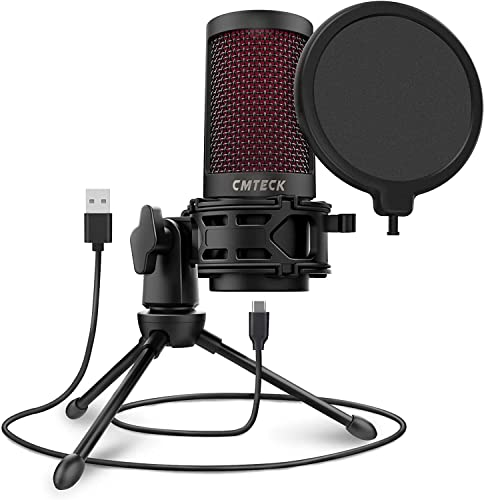 CMTECK USB Microphone with Pop Filter & Mute Button