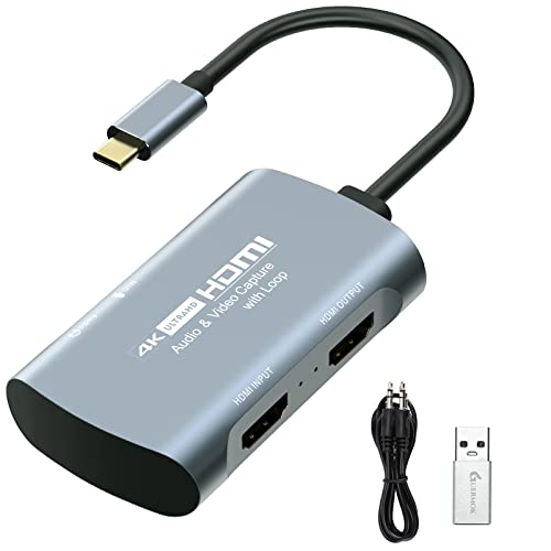 4K HDMI to USB C Capture Card with Mic Loop Out