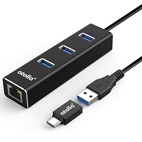 USB 3.0 Hub Ethernet with USB C Adapter