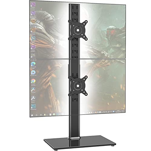 Vertical Dual Monitor Stand - Space-Saving Desk Mount Arm Riser