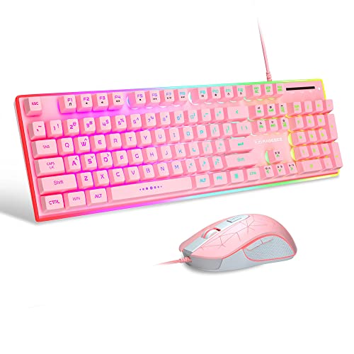 Pink Gaming Keyboard and Mouse Combo