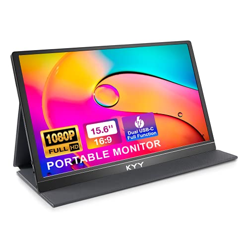 KYY Portable Monitor 15.6'' 1080P FHD USB-C Laptop Monitors