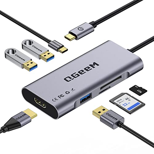 QGeeM USB C Hub: Versatile 7-in-1 Dongle for Enhanced Laptop Connectivity