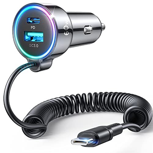 USB C 60W Super Fast Car Charger with 5ft Type C Coiled Cable