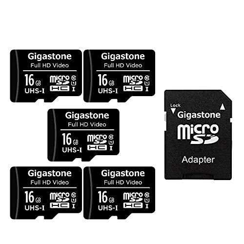 [Gigastone] 16GB 5-Pack Micro SD Card