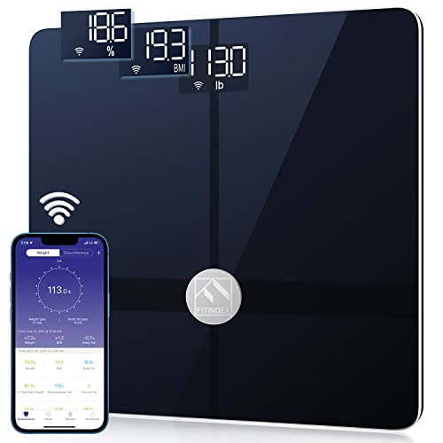  FITINDEX Wi-Fi Scale for Body Weight, Bluetooth Body Fat Scale  Smart Digital Weight BMI Scale Bathroom Scale 13 Body Composition Analysis  Health Monitor with ITO Coating Technology : Health & Household