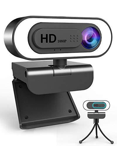 2K Streaming Webcam with Ring Light and Microphone