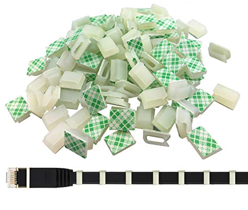 Ruaeoda Ethernet Cable Clips - 60 Pack Self-Adhesive Wire Clips