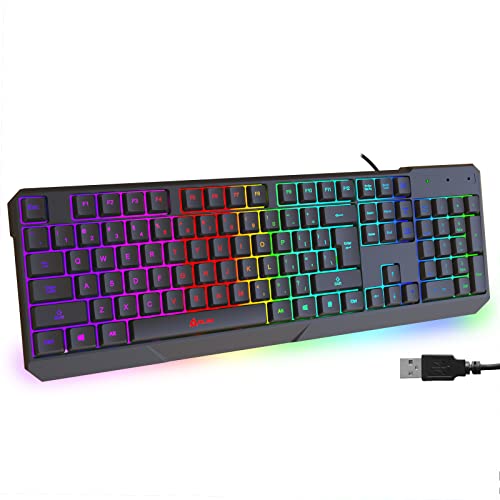 KLIM Chroma Gaming Keyboard Wired - Durable Ergonomic Waterproof Silent Backlit