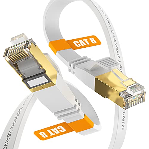 Cat8 Ethernet Cable - High Speed Shielded Flat LAN Line