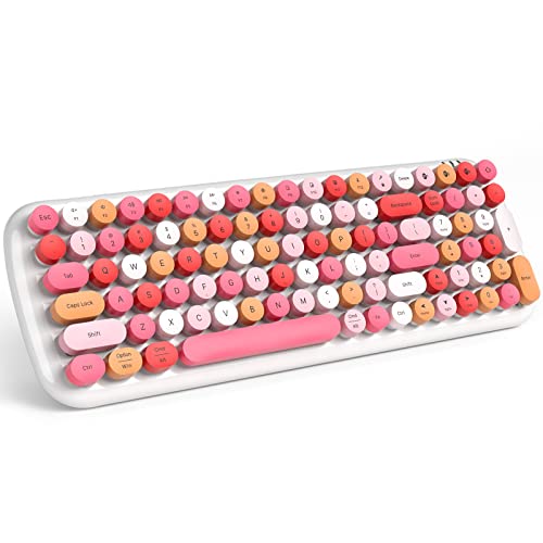 Retro Round Keycaps Bluetooth Keyboard - MOFII Lipstick Colors