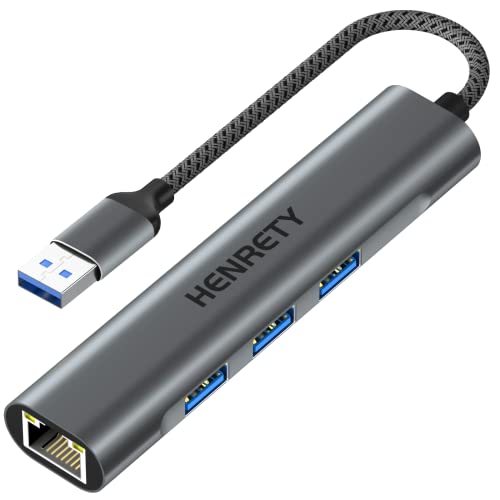 Portable USB to Ethernet Adapter with 4 USB 3.0 Ports