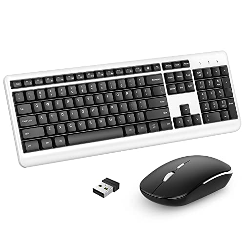 Wireless Keyboard and Mouse Combo - Full Size, Ergonomic Design, 2.4G