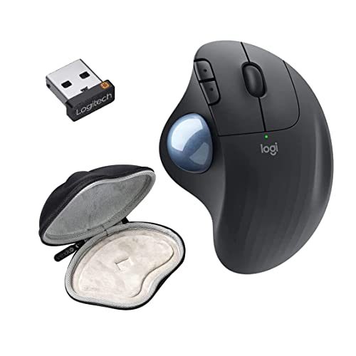 Logitech Ergo M575 Wireless Trackball Mouse Bundle with Travel Case