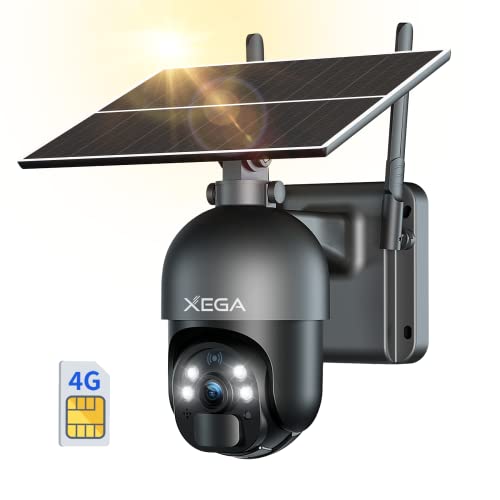 Xega 4G LTE Cellular Security Camera Outdoor Solar Camera Wireless