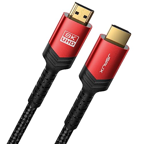 JSAUX 8K HDMI Cable 2 Pack, High Speed HDMI 2.1 Cord with Dynamic HDR and Wide Compatibility