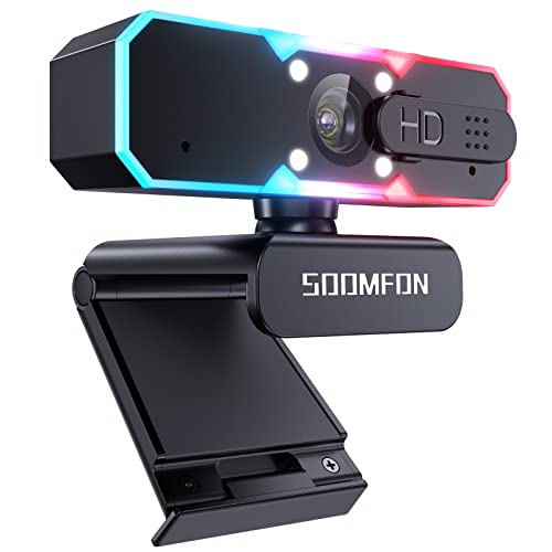 SOOMFON Gaming Webcam with Adjustable Light and Dual Noise-Cancelling Mics