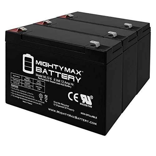 6V 12Ah Battery Replacement for Computer Backup - 3 Pack