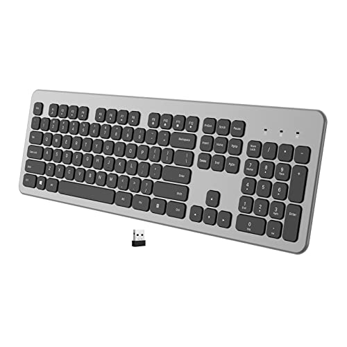 BRJEC Wireless Keyboard - Comfortable Ergonomic Full-Size Keyboard