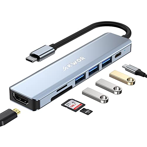 AKWOR 7-in-1 USB C Hub with 4K HDMI Output